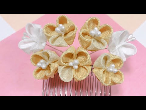 つまみ細工】菜の花の髪飾りDIY Flower Art Канзаши 手工藝品 StayHome