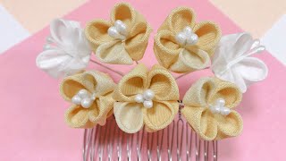 つまみ細工】菜の花の髪飾りDIY Flower Art Канзаши 手工藝品 StayHome