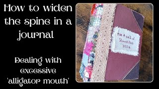 Deconstructing a Slowstitch journal to widen the spine 