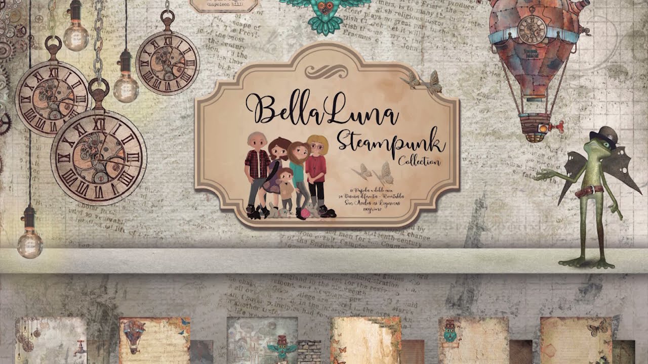 COLECCIÓN STEAMPUNK | PAPELES SCRAPBOOKING BELLALUNA CRAFTS