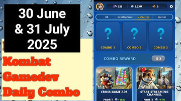 Hamster Kombat Gamedev Daily Combo 30 June | Today Hamster Kombat Daily Combo 1 July