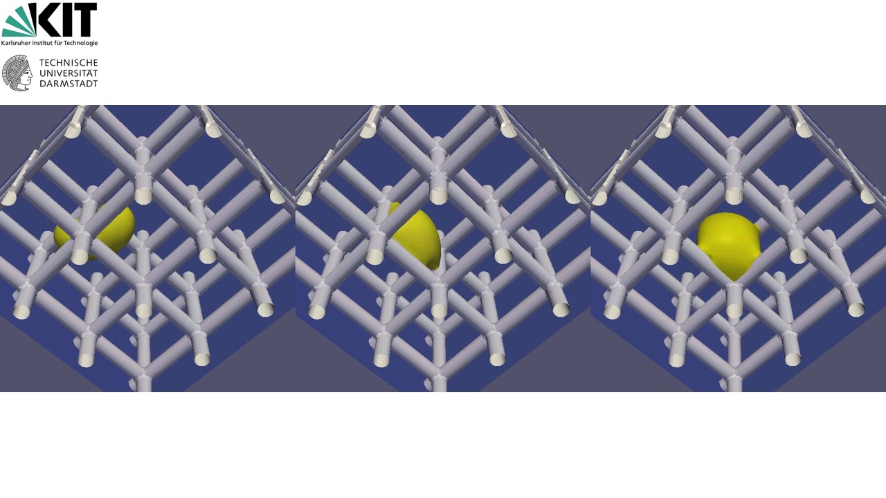 Bubbles in contact with periodic open cell structure