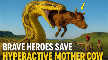 Brave Heroes Save Hyperactive Mother Cow from Giant Python’s Terrifying Attack 🐍