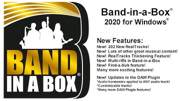 Band-in-a-Box® 2020 for Windows®! New Features, RealTracks, and other content!