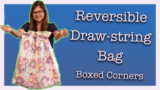 Reversible Drawstring Storage Bag with Boxed Corners