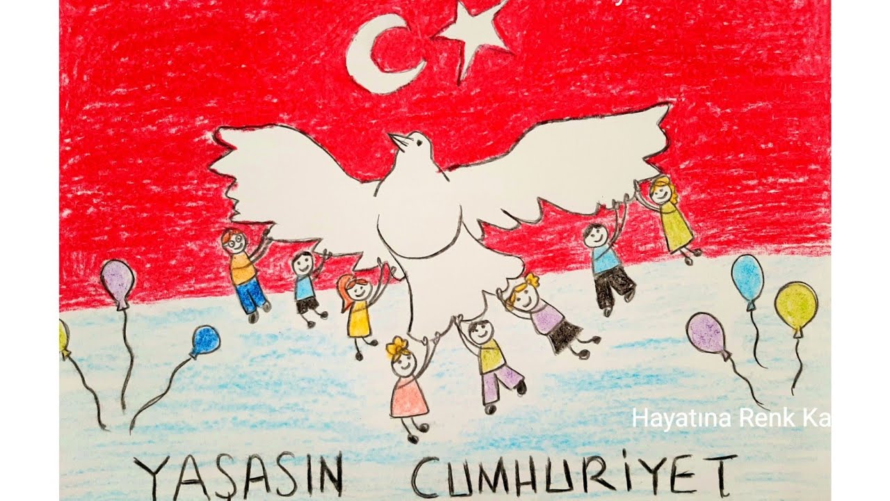 Farkli Ve Kolay 29 Ekim Cumhuriyet Bayrami Resmi Cizimi Youtube Cizim Renkler Resim