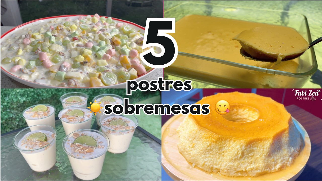5 Postres fáciles y deliciosos 🍰✨☀️sobremesas 😋