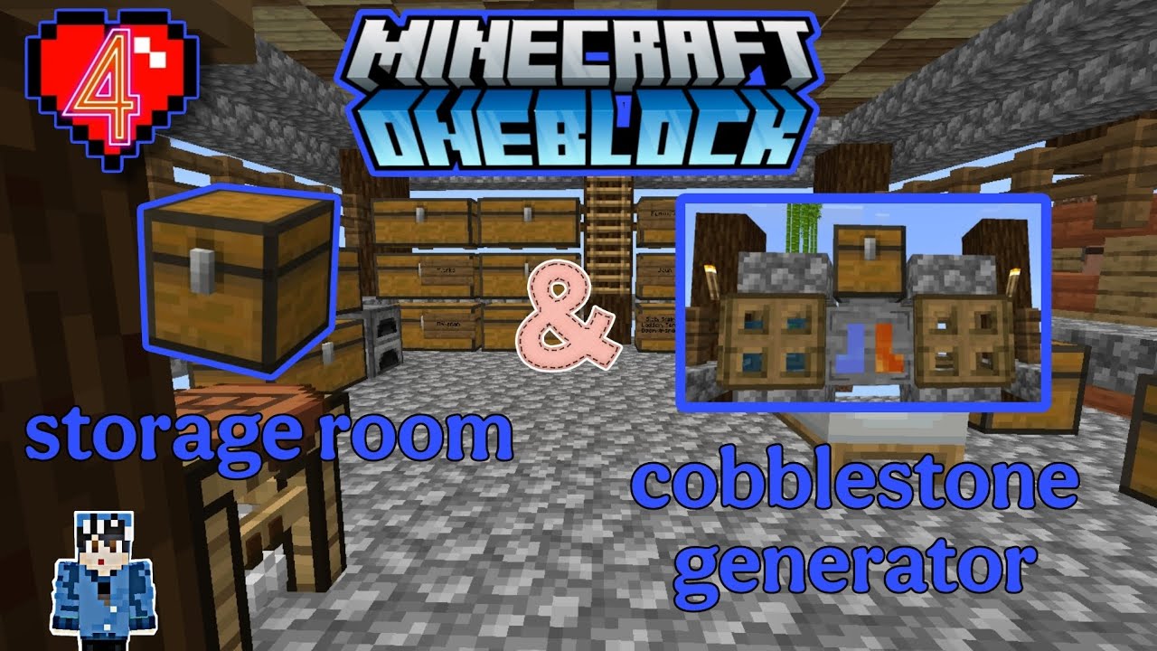 Minecraft One Block Storage System Minecraft Oneblock #4 - Storage Room & Cobblestone generator Otomatis ...