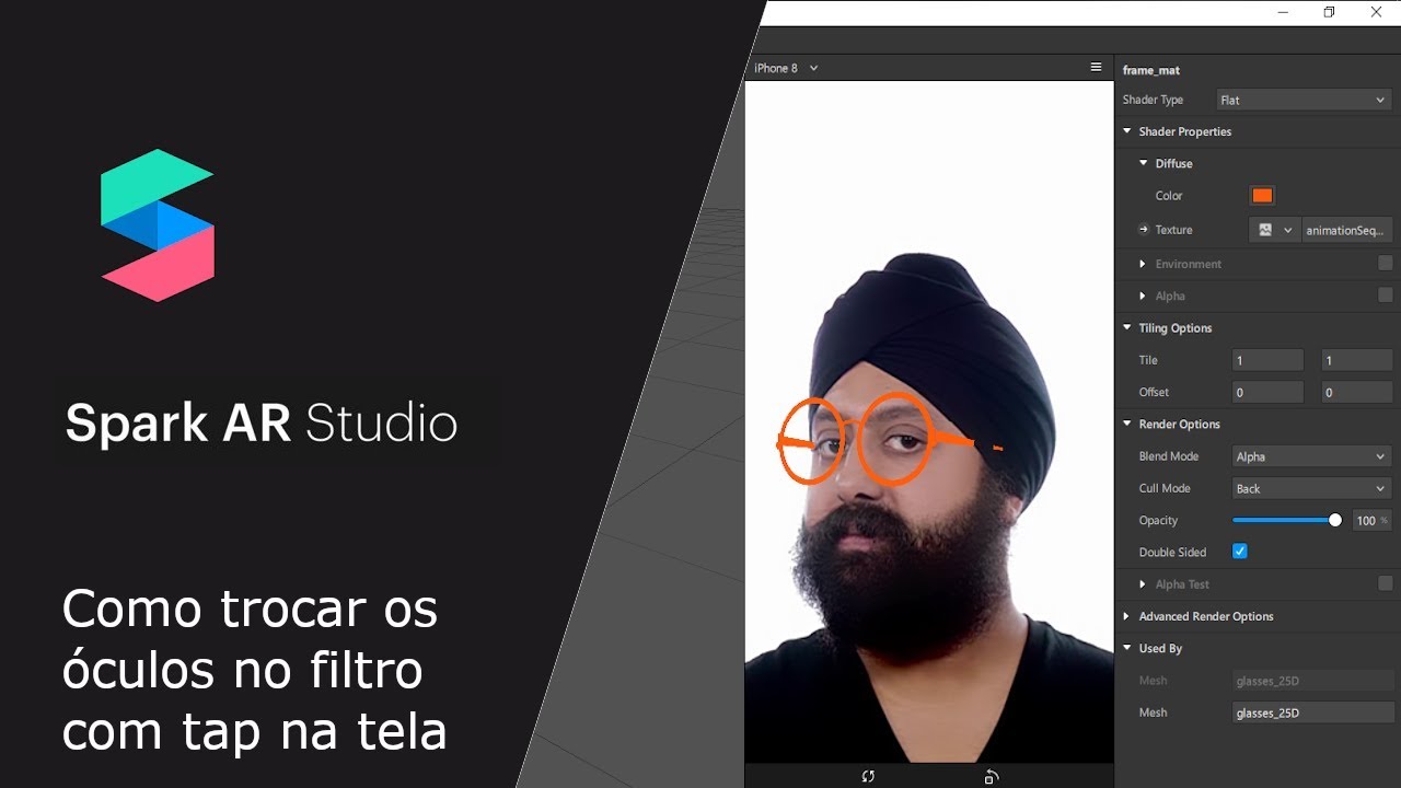 Spark AR Studio Instagram Filters - смена очков с помощью касания на экране