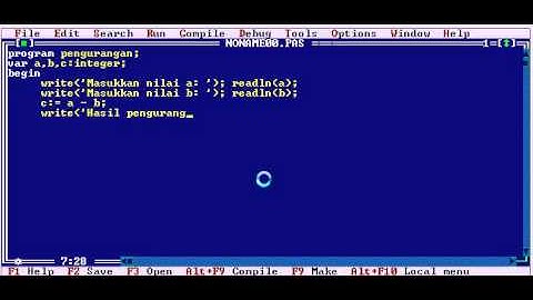 pengurangan menggunakan pascal