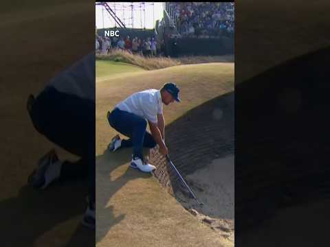 Bryson had to get creative to hit this bunker shot