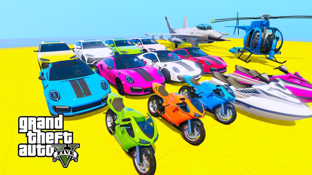 GTA V Car Racing Challenge on Planes Super Cars, Jeeps, Ski Jets ...