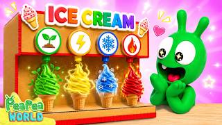Pea Pea Plays with Magical Elemental Ice Cream Machine 🍦🌈   Funny Kids Cartoon