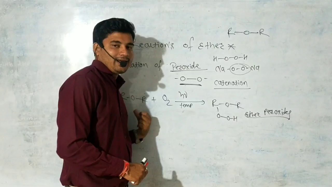 Chemical reaction of ether.. laboratory test of ether. Hydrolysis of Ether
