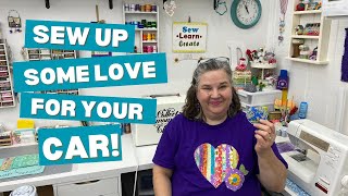 Sew up some Love for your car.  Car Coasters are fun and easy project. Great scrap buster too!
