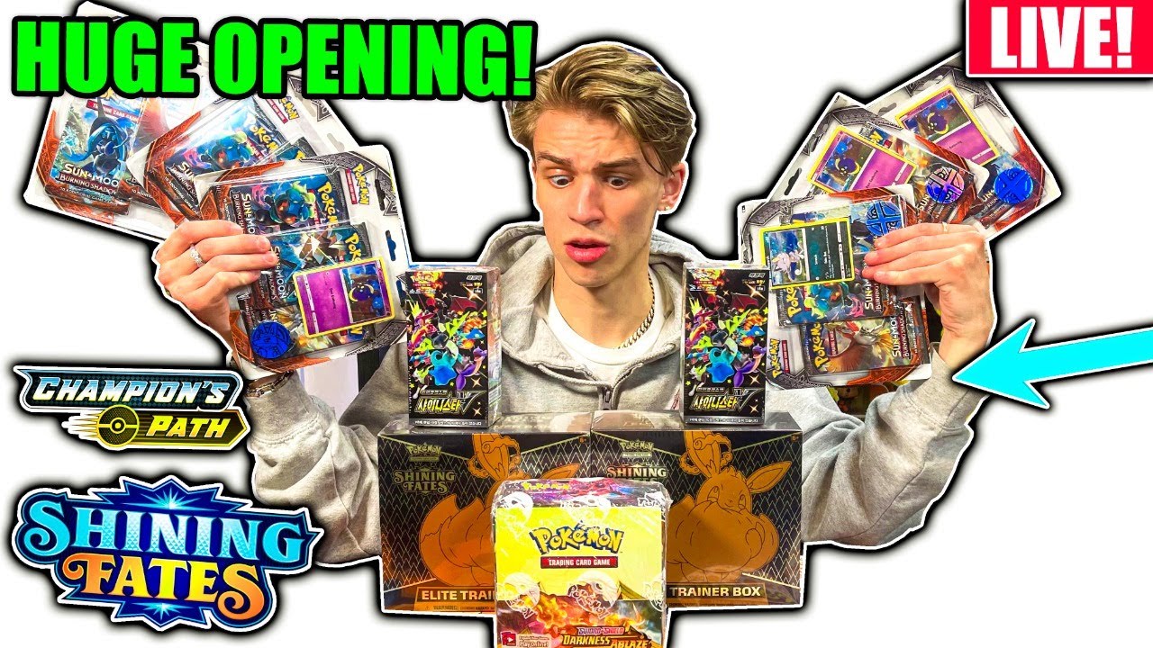 HUGE SHINY FATES / DARKNESS ABLAZE HAUL AND POKEMON CARD OPENING! - Live Break