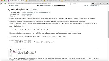 PracticeIt LinkedLists countDuplicates
