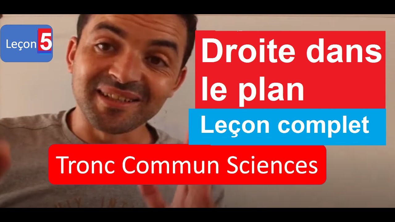 Maths tronc commun   droite dans le plan  / cours complet