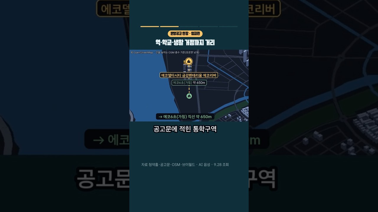 에코델타시티 금강펜테리움 에코리버 입지 한눈에 · 부산 강동동 지도·주변 거점 · 2순위 9/30