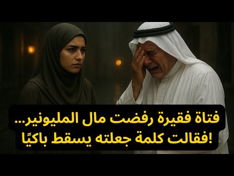 فتاة فقيرة رفضت مال المليونير فقالت كلمة جعلته يسقط باكي ا