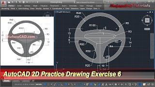 Autocad 2D Practice Drawing Exercise 6 Basic Tutorial