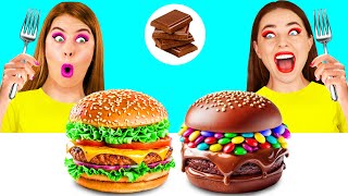 Челлендж. Шоколадная Еда vs Настоящая еда | Смешные Челленджи от BaRaDa Challenge