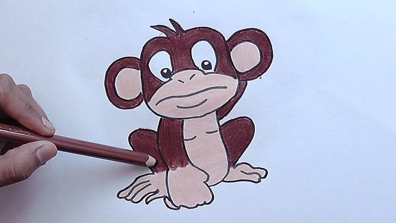 Como Dibujar Y Pintar A Mono Bebe How To Draw And Paint Monkey Baby Youtube