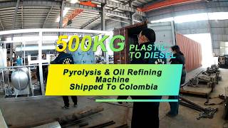 Shippment: 500kg/day plastic to diesel mobile pyrolysis & oil refining plant shipped to #colombia