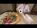 How to wrap a hand tied bouquet with Kraft Paper (Dollar Tree) & Mesh Ribbon (Michaels Craft Store)