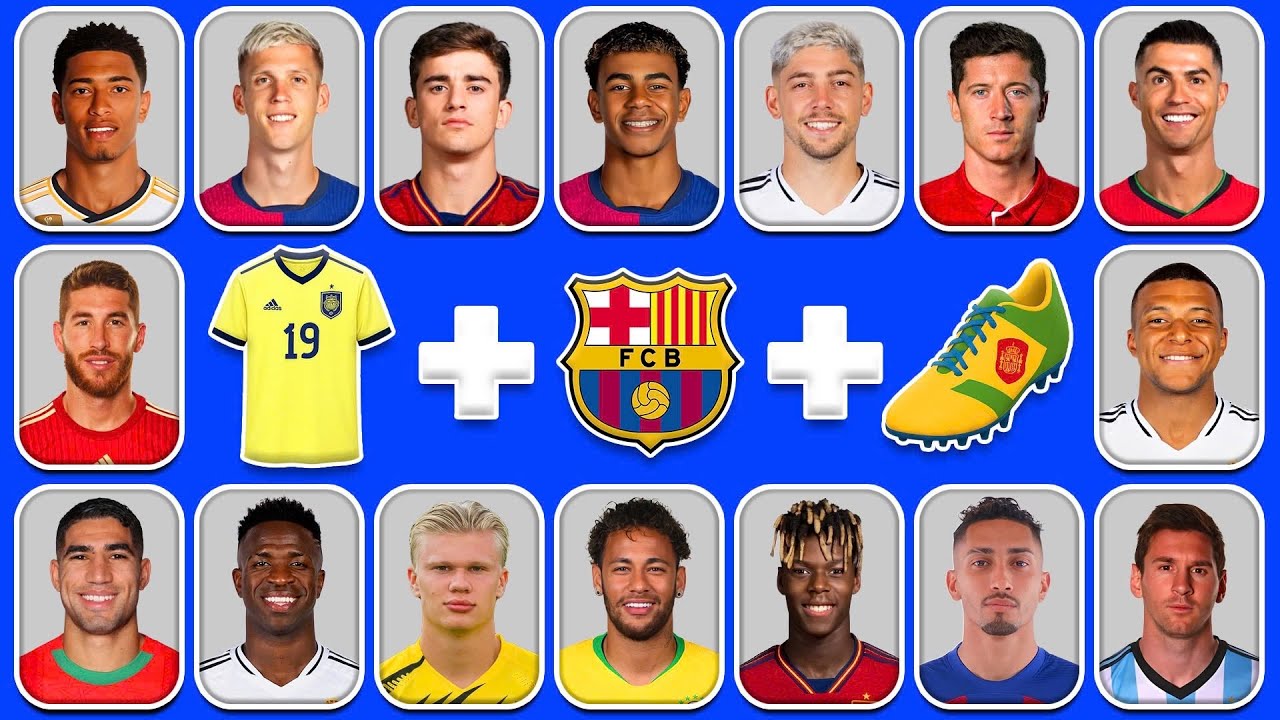 GOAT del fútbol⚽️🏆Adivina el jugador por EMOJI, Camiseta, Bandera de los futbolistas |Yamal,Raphinha