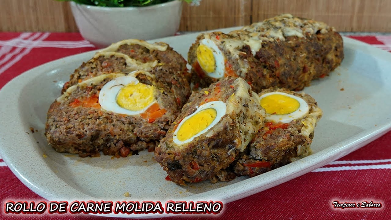 ⁣ROLLO DE CARNE MOLIDA RELLENO Delicioso y muy fácil de hecer