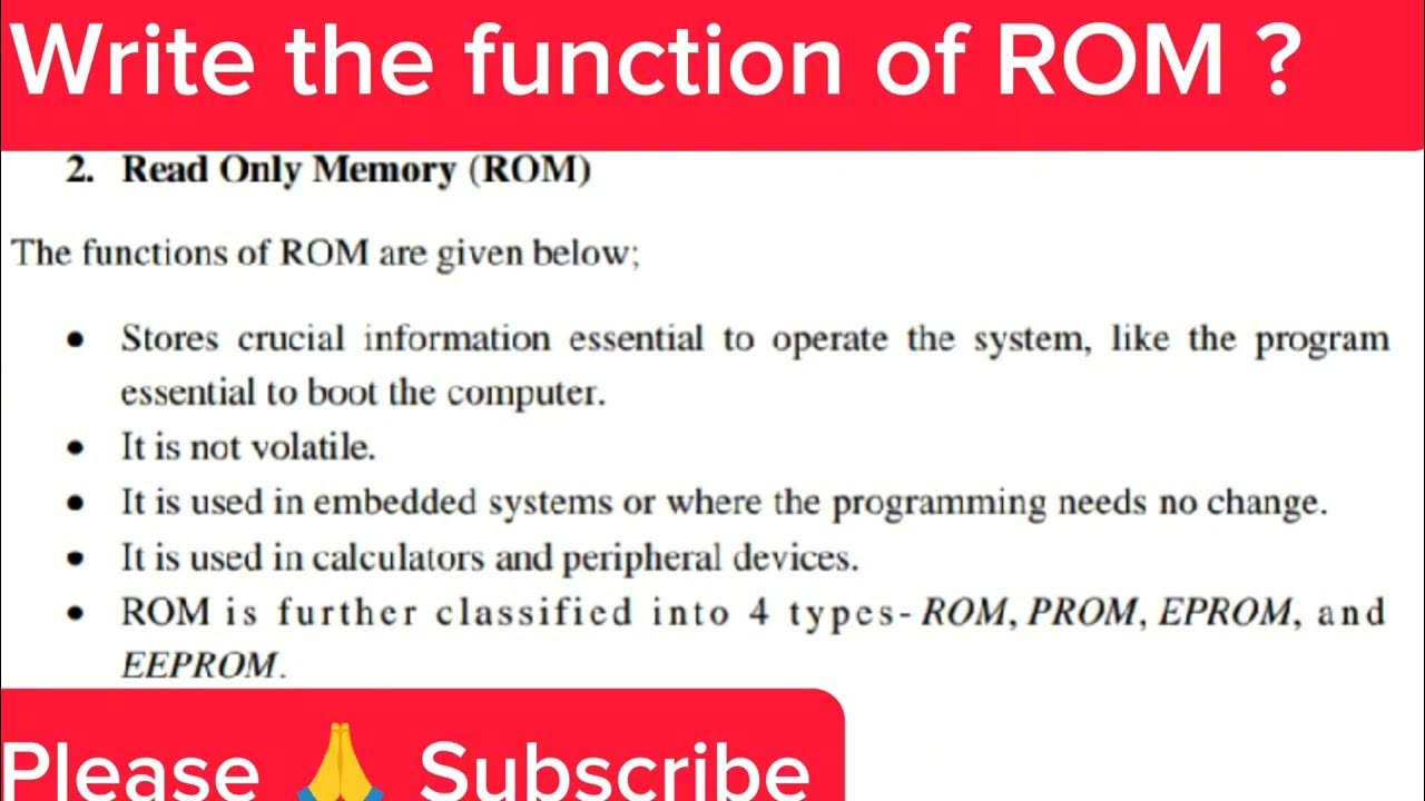 Write the function of ROM - YouTube
