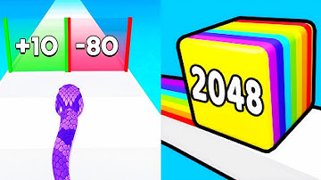 Satisfying Mobile Game 2023... Snake Run Race 3d vs Happy Cube 2048, All New Levels