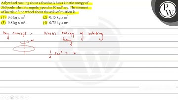 A flywheel rotating about a fixed axis has a kinetic energy of 360 ...