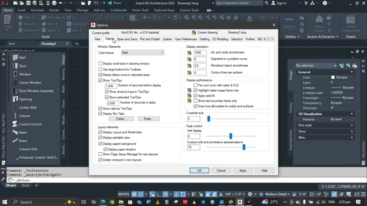 AutoCAD background color settings