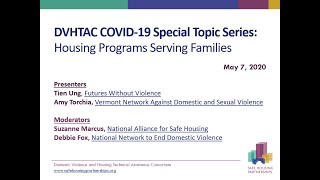 DVHTAC COVID-19 Special Topic Series: Housing Programs Serving Families