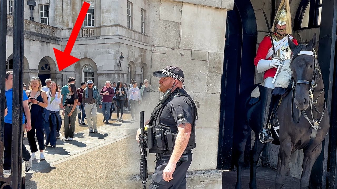 Multitude of Tourists *KICKED OUT* of Horse Guards