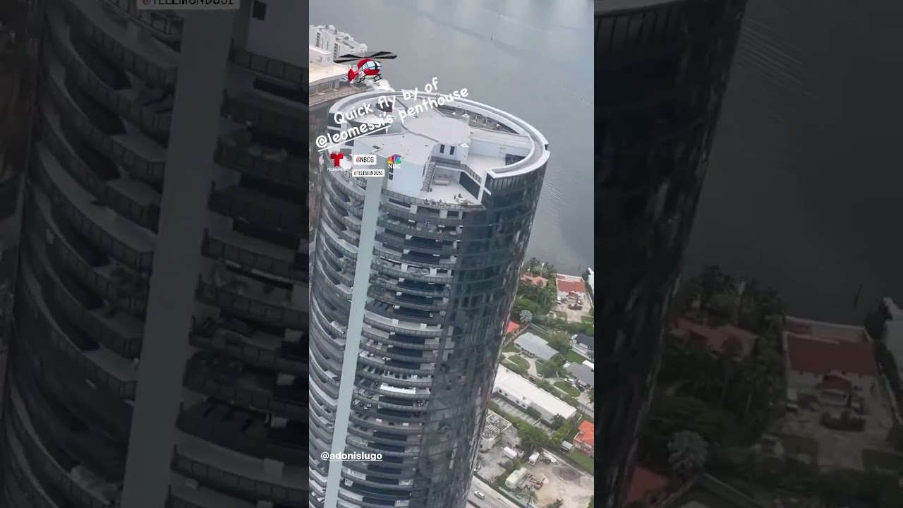 Penthouse de Messi en Miami desde el helicóptero de Telemundo 51