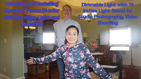 Unboxing Neewer 2 Bi-color 660 LED Video Light  Stand Kit Dimmable Light  for Studio Photography