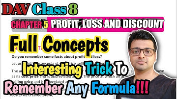D.A.V. Math | Class 8 | Chapter 5 | Profit, Loss And Discount | Full Concepts | Art Of Mathematica