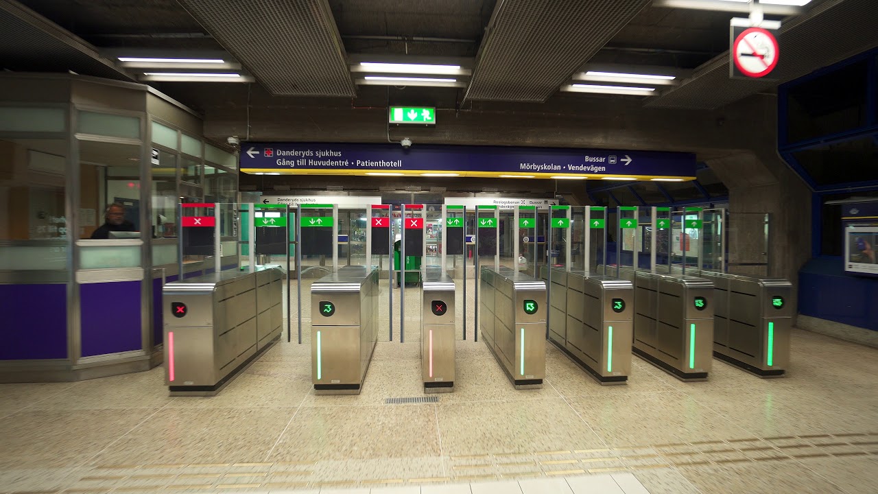 Sweden, Stockholm, subway ride from Danderyds Sjukhus to Bergshamra,  3X elevator, 3X escalator