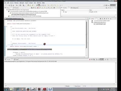 Fresher Java Interview Question Answer String array of Main method will be empty or null