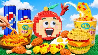 [1 HOUR] LEGO OUTDOOR Mukbang  컵라면, 닭다리, 햄버거, 탄산음료   Fast Food ASMR | Lego Food