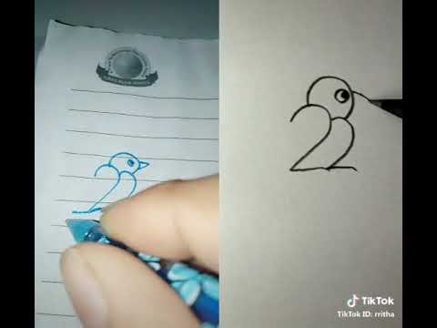 Ajaib Cara Menggambar Burung Dari Angka 2 Youtube