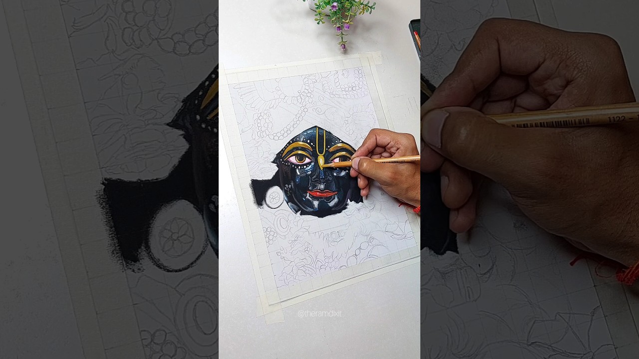 Drawing Shri krishn 😍😇 Iskcon Vrindavan 