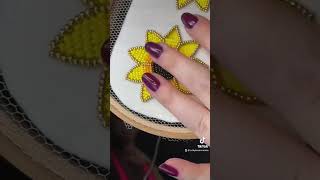 Beaded sunflower ? shorts beading beadwork beadembroidery diy art earrings flower