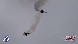 SUKHOI SU 30 Duo - Elster Jet Team Vectored Thrust Display Weston Park 2023 Amazing Maneuvers