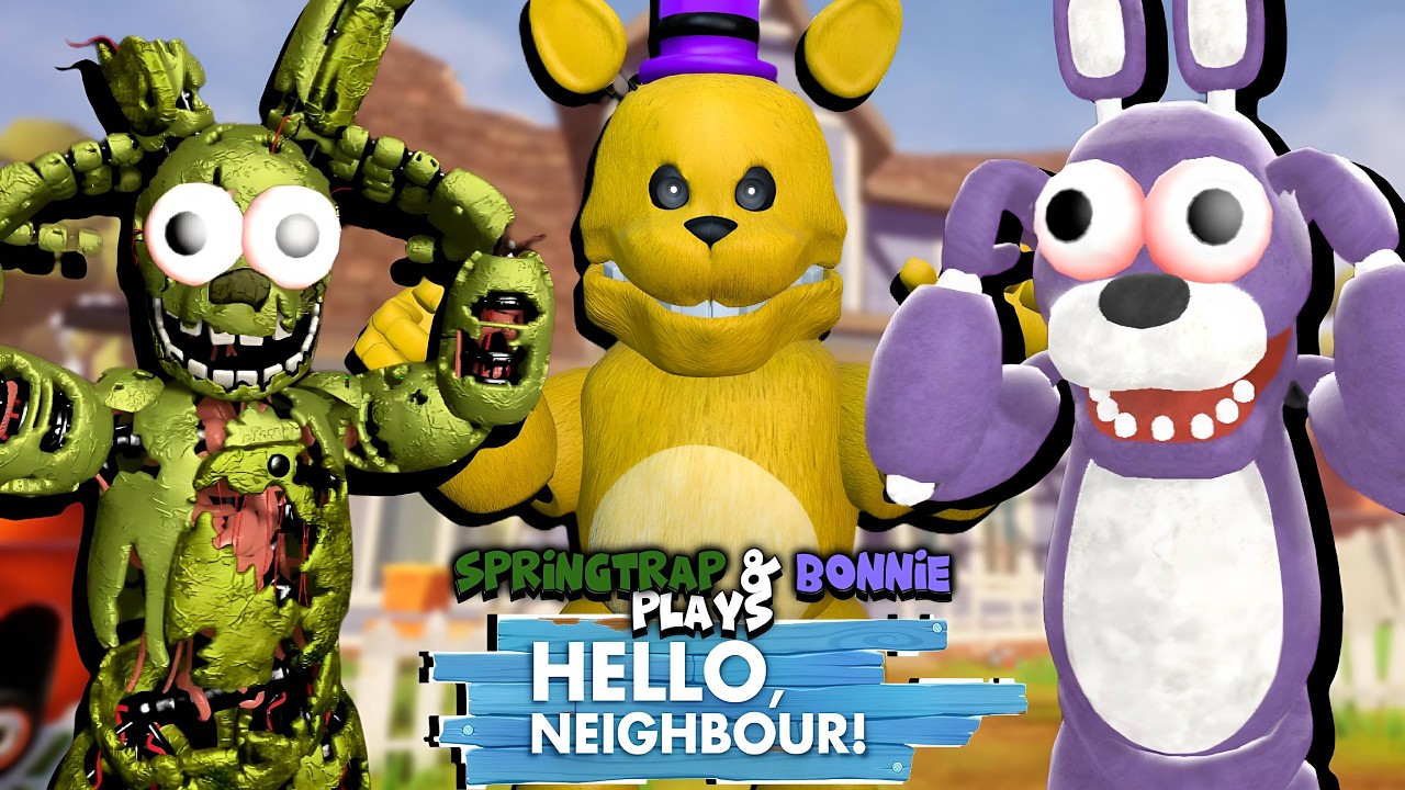 SPINGTRAP and BONNIE PLAYING 🔥 Hello Neighbor Fredbear mod 🤯