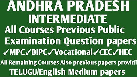 AP Intermediate 1st,2nd Year,All Course Public Examination Previous Question papers