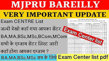 Get Ready for Mjpru Exam Center List pdf 2023 - Unlock the  Exam form date exdended